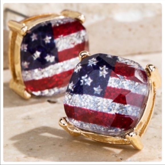 Jewelry - 𝅺American Flag glitter studs-NWT